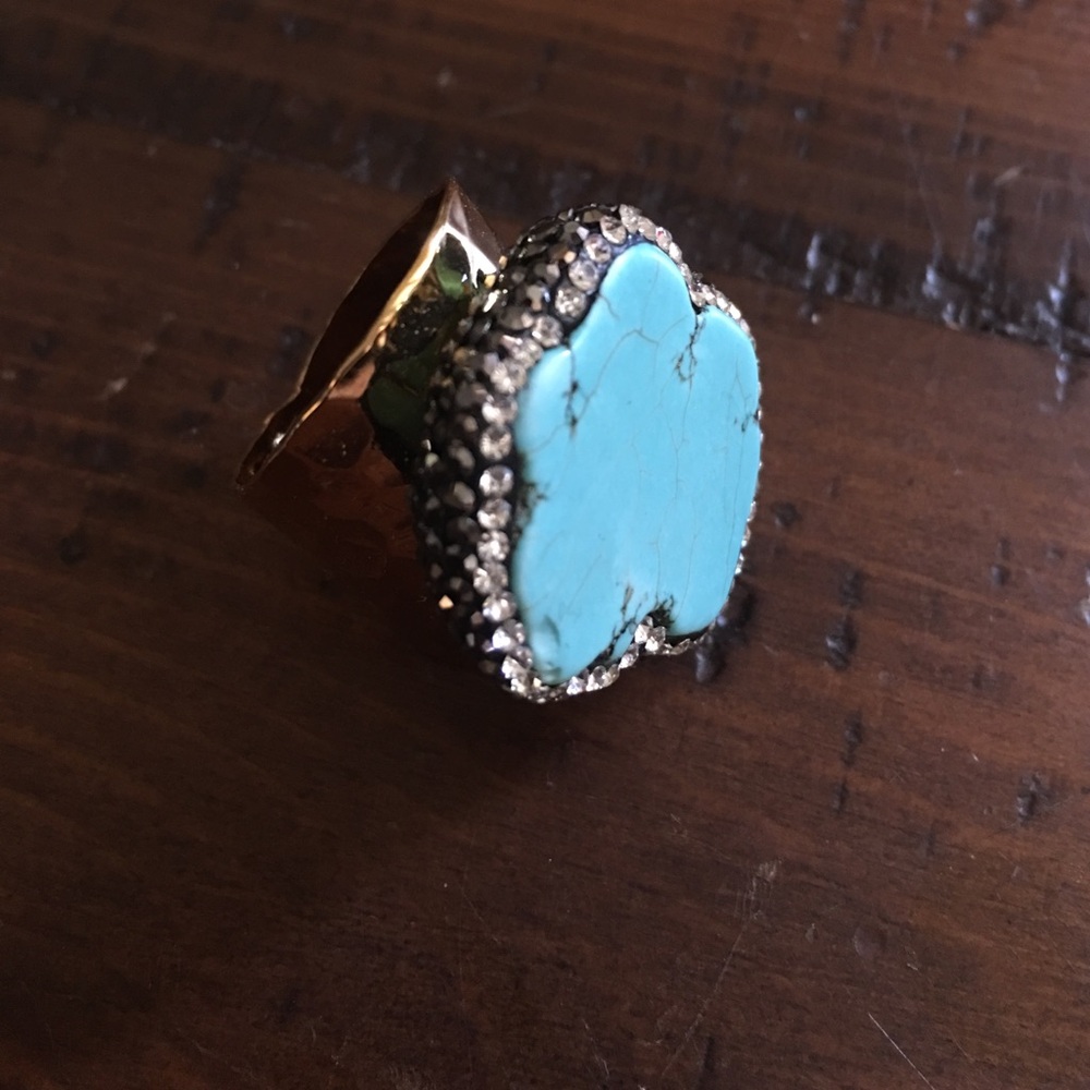 π Gold & Turquoise geode ring π - Picture 4 of 4